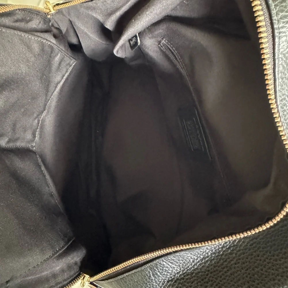 Coach Black Leather Backpack with Gold Accents - Picture 8 of 9